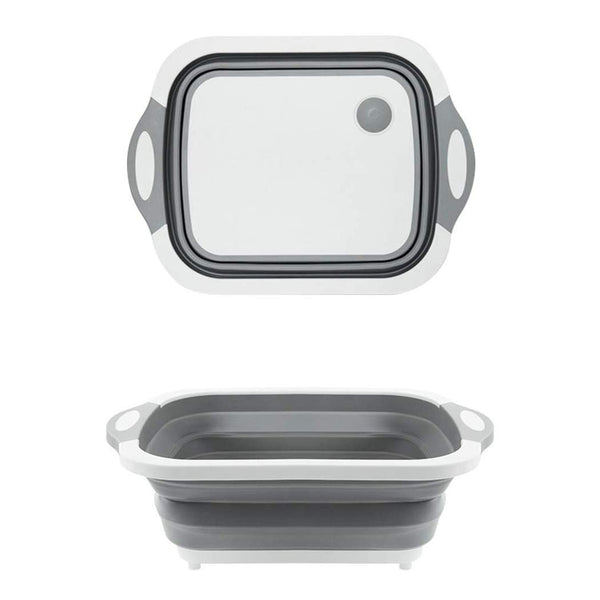3-in-1 Foldable Chopping Board Dish Rack Washing Bowl & Draining Basket (1 Pc)