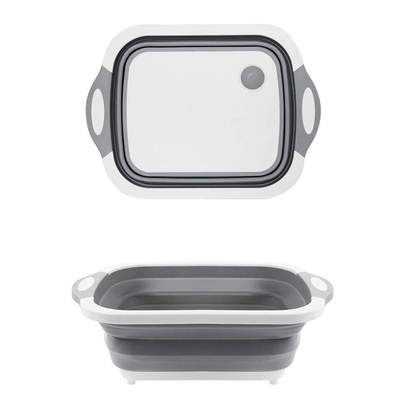 3-in-1 Foldable Chopping Board Dish Rack Washing Bowl & Draining Basket (1 Pc)