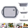 3-in-1 Foldable Chopping Board Dish Rack Washing Bowl & Draining Basket (1 Pc)