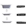 3-in-1 Foldable Chopping Board Dish Rack Washing Bowl & Draining Basket (1 Pc)