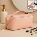 Premium Peach Travel Makeup Toiletry Organizer Pouch With Zipper Handle (1 Pc)