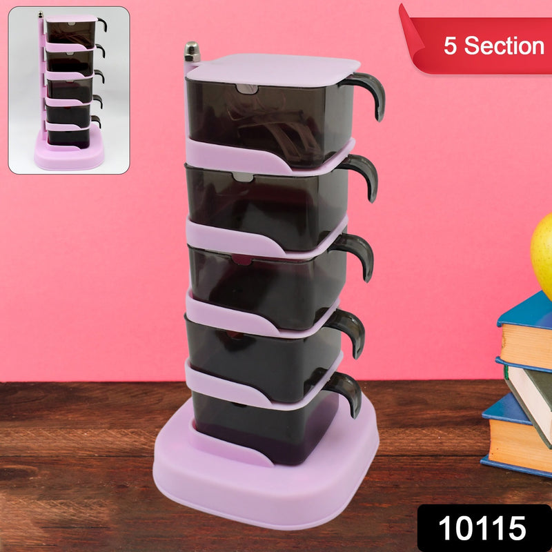 Rotating Spice Jars Vertical Rotatable Seasoning Box 5 Section (1 Set) Variant 2