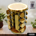 Led Spice Rack Organizer Rotating With 16 Seasoning Jars (Golden)