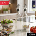 Transparent Glass Oil Dispenser Bottle Set | Leak-Proof Olive Oil & Vinegar Pourer (2 Pc)