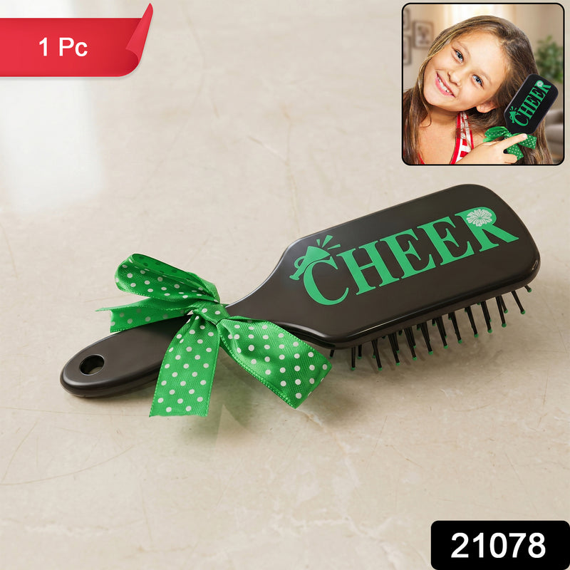 Kids Printed Hair Brush Cute Ribbon Bow Handle Detangling Comb (1 Pc)