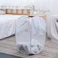 Foldable Laundry Basket Fabric Mesh Clothes Hamper Bag (33x33x54cm)