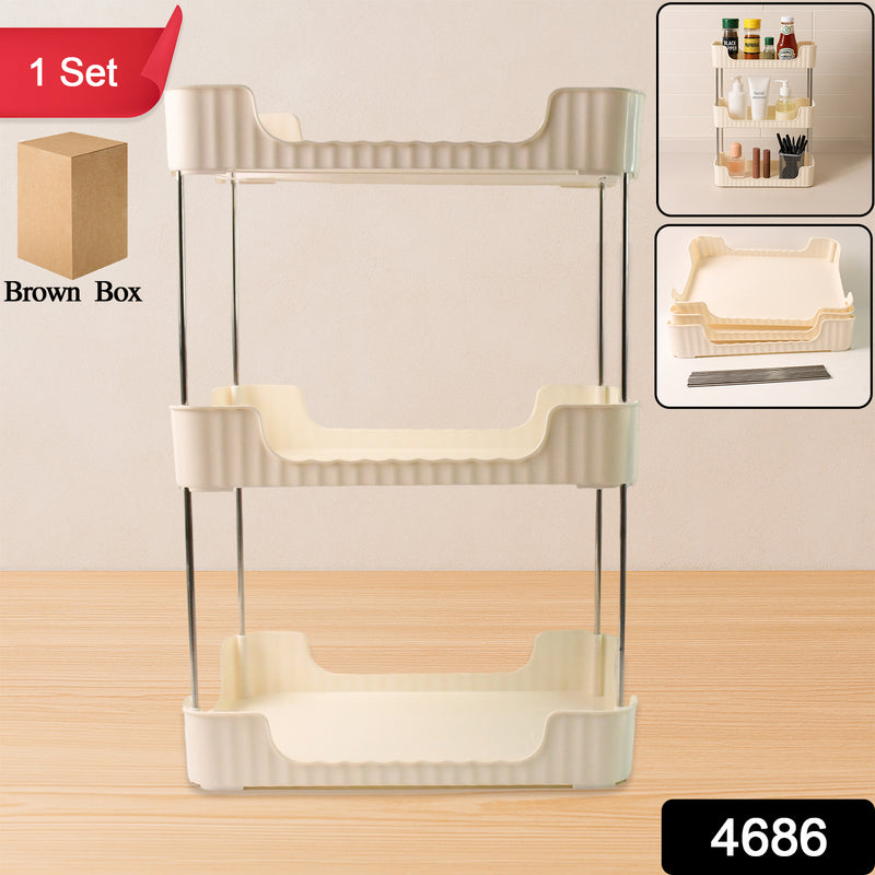 3-Tier Multipurpose Storage Organizer Rack & Shelf | Home Kitchen & Bathroom