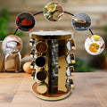 Led Spice Rack Organizer Rotating With 16 Seasoning Jars (Golden)