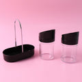 Apex Helix Salt & Pepper Jar Set with Stand | 2-Piece Plastic Spice Container