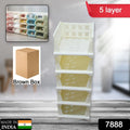 Stackable Foldable Drawer Shelf Storage Organizer Cart 5 Layer (1 Pc)