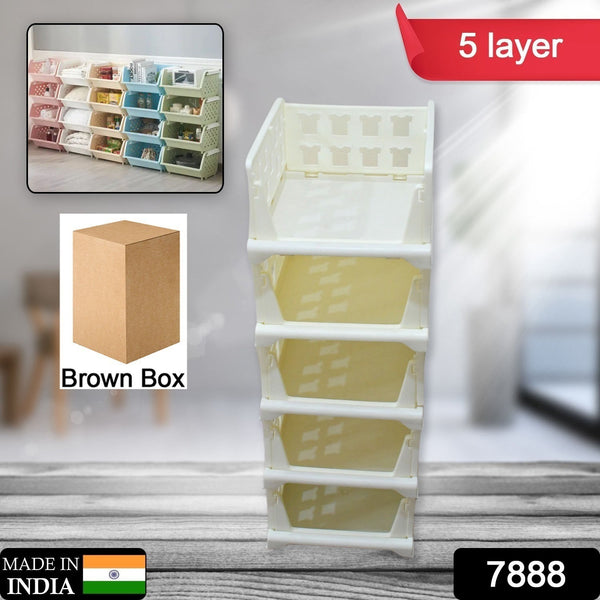 Stackable Foldable Drawer Shelf Storage Organizer Cart 5 Layer (1 Pc)