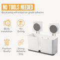 Wall Mounted 3 Compartment Toothbrush Holder With Adhesive (1 Pc)