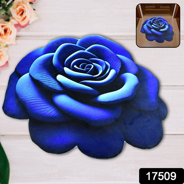 Rose Shaped Anti-slip Velvet Floor Mat (1 Pc)