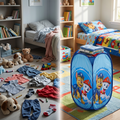 Kids Cartoon Foldable Laundry Basket Toy Storage Hamper (34x59cm)