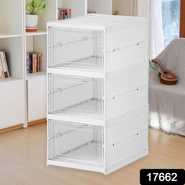 Stackable Multifunctional Storage Foldable Drawer Shelf Cart (3 Layer)