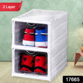 Foldable Stackable Storage Organizer Cart With Drawer Shelf (2 Layer)