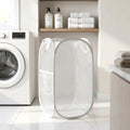 Foldable Laundry Basket Fabric Mesh Clothes Hamper Bag (33x33x54cm)