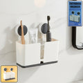 Wall Mounted 3 Compartment Toothbrush Holder With Adhesive (1 Pc)