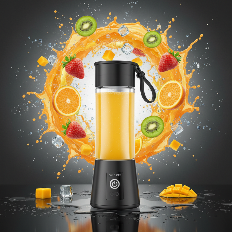 Portable Blender Juicer 400ml – Wireless Charging, 4 Blades, Mini Personal Smoothie Maker