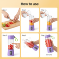 Portable Blender Juicer 400ml – Wireless Charging, 4 Blades, Mini Personal Smoothie Maker
