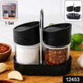 Apex Helix Salt & Pepper Jar Set with Stand | 2-Piece Plastic Spice Container