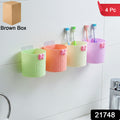 Wall Mounted Bathroom Toothbrush Holder Set (4 Pc)