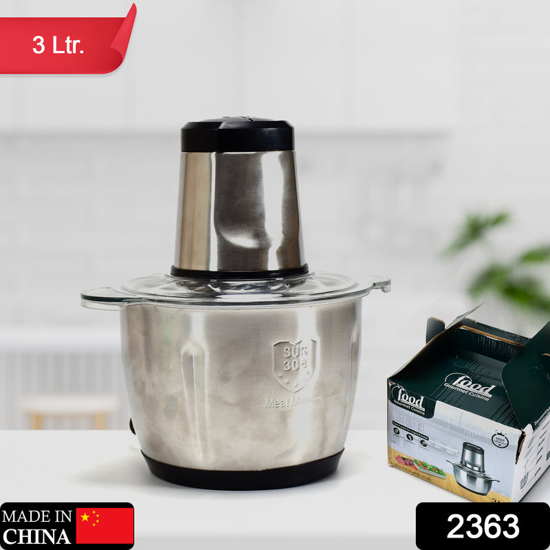 Electric Meat Grinder & Food Chopper with Bowl | 3L 300W Stainless Steel