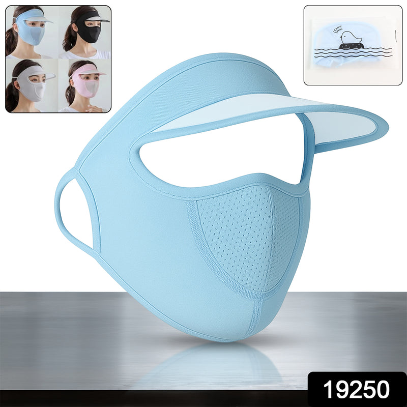 Womens Full Face UV Protection Cap With Built-in Mask Wide Brim Visor