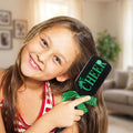 Kids Printed Hair Brush Cute Ribbon Bow Handle Detangling Comb (1 Pc)