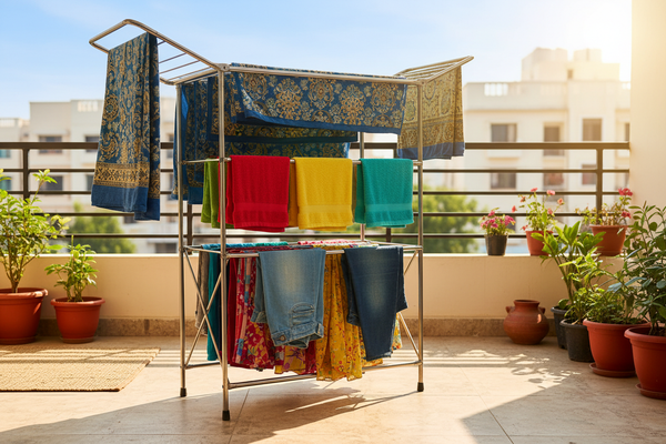 Premium Heavy Duty Stainless Steel 3 Layer Foldable Cloth Drying Stand (1 Set)
