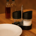Apex Helix Salt & Pepper Jar Set with Stand | 2-Piece Plastic Spice Container