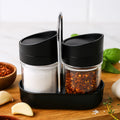 Apex Helix Salt & Pepper Jar Set with Stand | 2-Piece Plastic Spice Container
