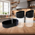 Apex Helix Salt & Pepper Jar Set with Stand | 2-Piece Plastic Spice Container