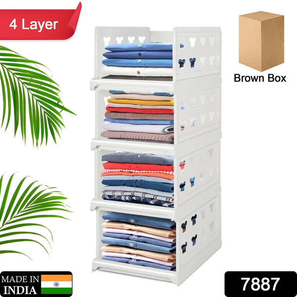 Stackable Foldable Drawer Shelf Storage Organizer Cart 4 Layer (1 Pc)