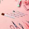 Floral Makeup Brush Set For Eyes Lips And Face (5 Pc)