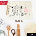 3-in-1 Silicone Baking Mat with Wooden Belan & Cake Scraper (3 Pcs Set)