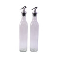 Transparent Glass Oil Dispenser Bottle Set | Leak-Proof Olive Oil & Vinegar Pourer (2 Pc)