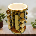 Led Spice Rack Organizer Rotating With 16 Seasoning Jars (Golden)