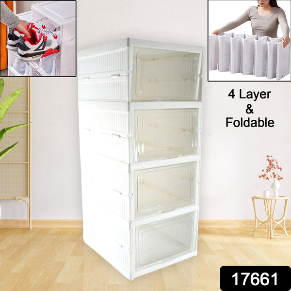 Stackable Multifunctional Storage Foldable Drawer Shelf Cart (4 Layer)