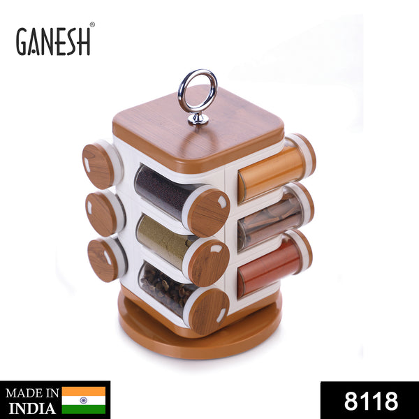 Ganesh 12-Jar Revolving Spice Rack & Masala Box | Food-Grade Plastic