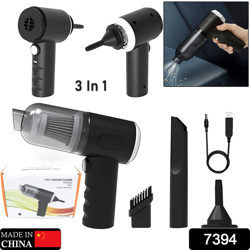3-in-1 Car Mini Vacuum Cleaner with Blower (Wireless Rechargeable)